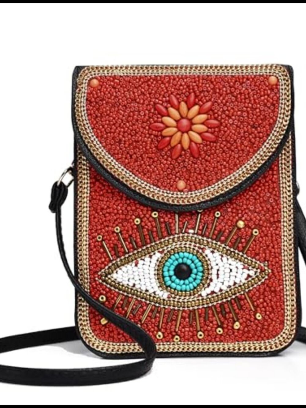 Handmade Beaded Crossbody Phone Bag Boho Shoulder Purse Wallet